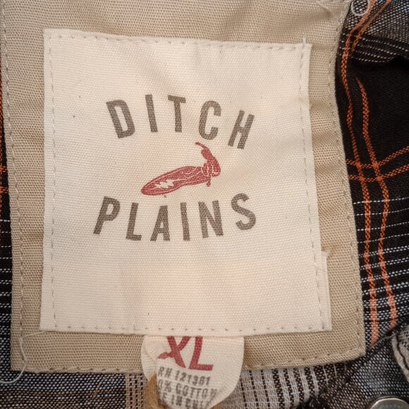 NWT Ditch Plains Men's XL Long Sleeve Button Up Shirt White/Brown/Orange/Tan - Picture 9 of 9